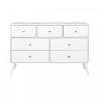 Commode 7 tiroirs blanc, style milieu de siècle – Simple