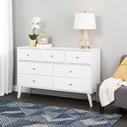 Commode 7 tiroirs blanc, style milieu de siècle – Simple