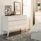 Commode 7 tiroirs blanc, style milieu de siècle – Simple