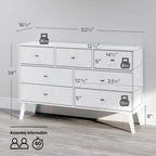 Commode 7 tiroirs blanc, style milieu de siècle – Simple