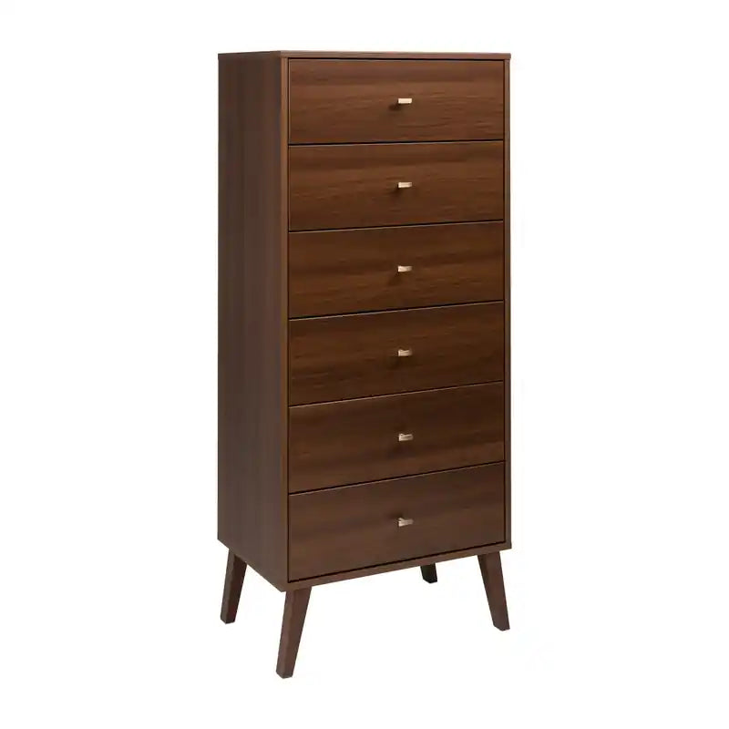 Commode haute rétro à 6 tiroirs blanc/rouge – Simple