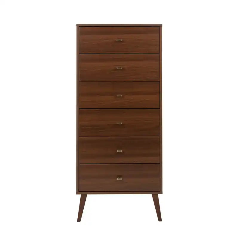 Commode haute rétro à 6 tiroirs blanc/rouge – Simple