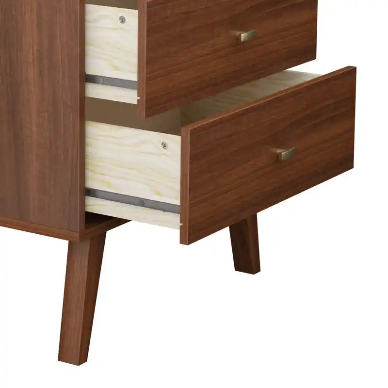 Commode haute rétro à 6 tiroirs blanc/rouge – Simple