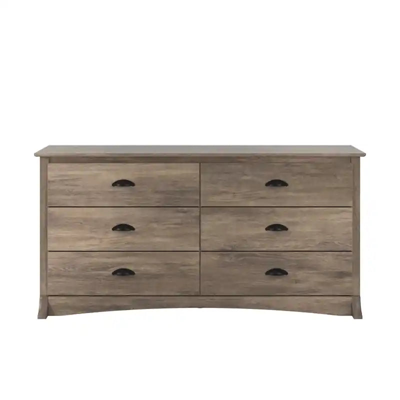 Commode double à 6 tiroirs Coastal grise – Double