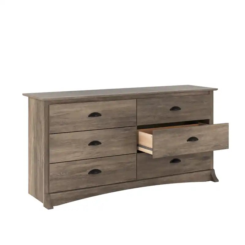 Commode double à 6 tiroirs Coastal grise – Double