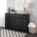 Commode noire à 8 tiroirs, en MDF avec finition stratifiée
