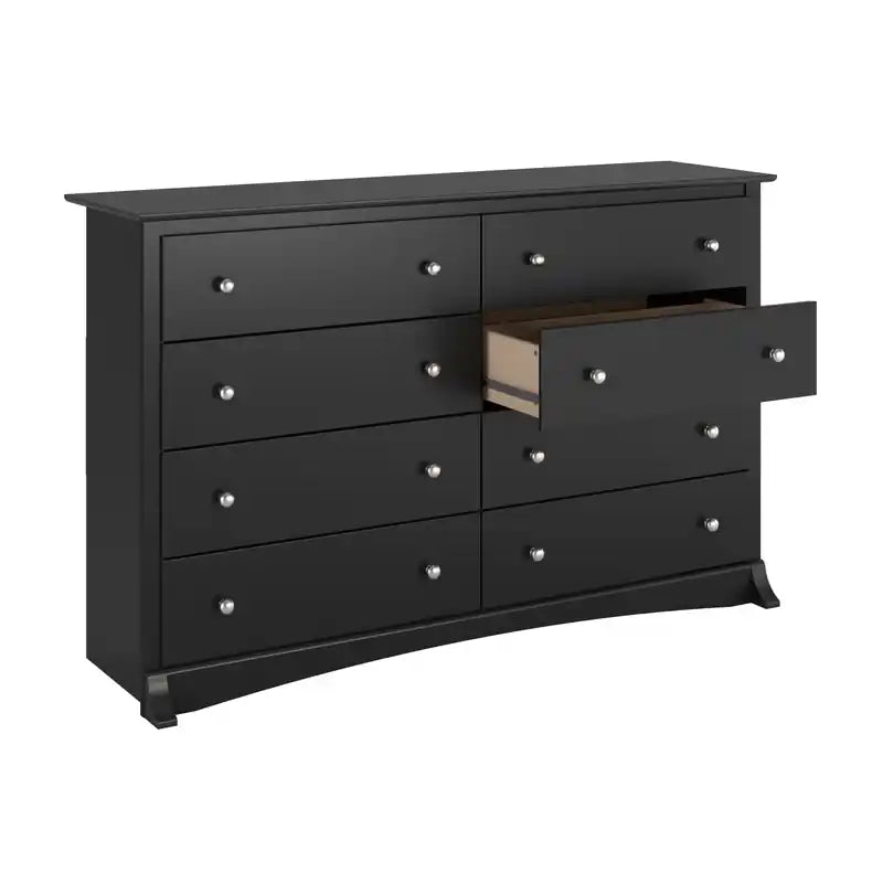 Commode noire à 8 tiroirs, en MDF avec finition stratifiée