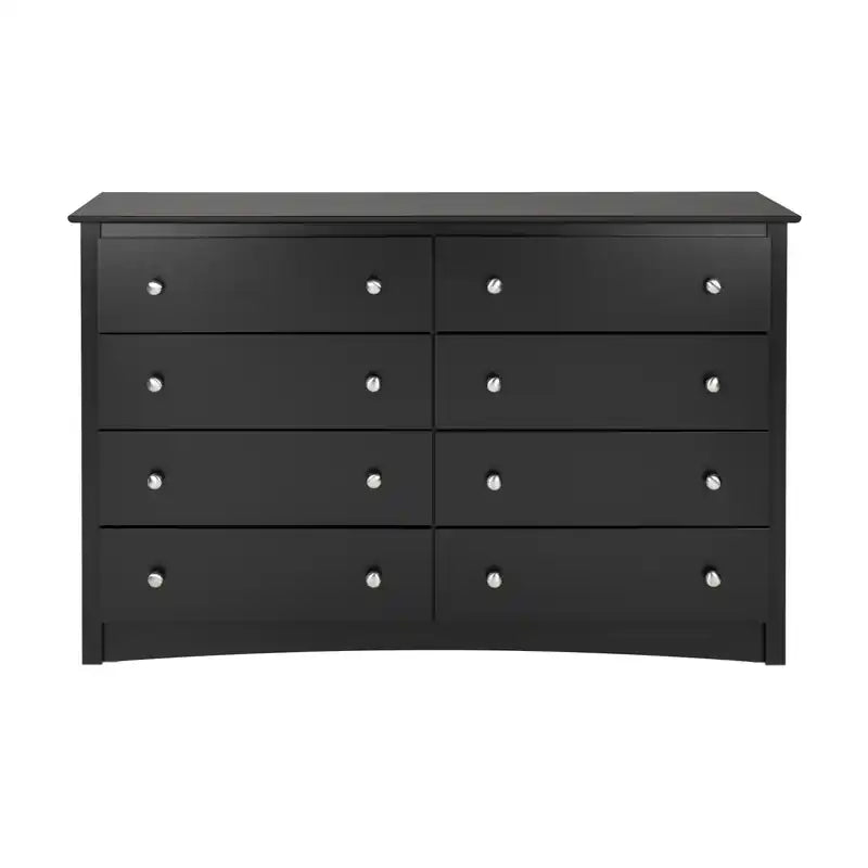 Commode noire à 8 tiroirs, en MDF avec finition stratifiée