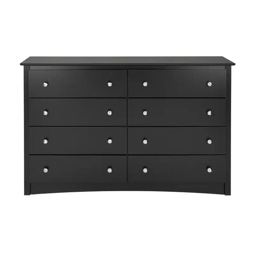 Commode noire à 8 tiroirs, en MDF avec finition stratifiée