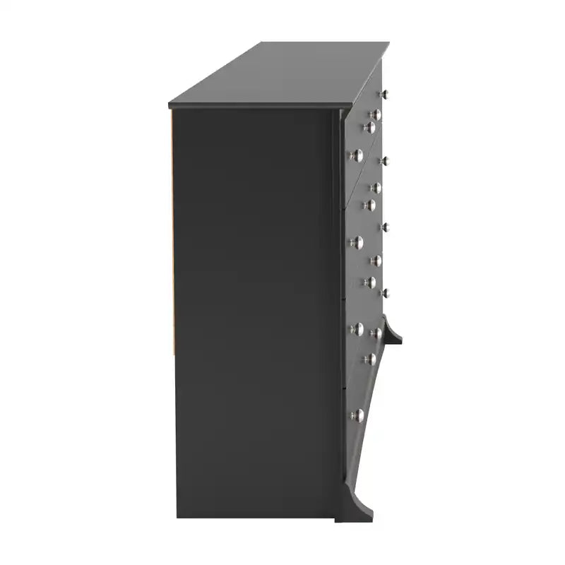Commode noire à 8 tiroirs, en MDF avec finition stratifiée