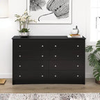 Commode noire à 8 tiroirs, en MDF avec finition stratifiée