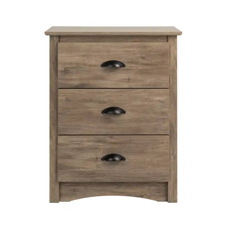 Table de chevet haute à 3 tiroirs Gris côtier – Simple