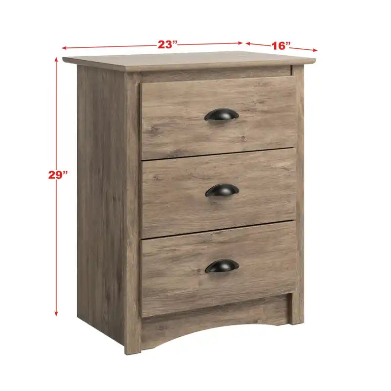 Table de chevet haute à 3 tiroirs Gris côtier – Simple
