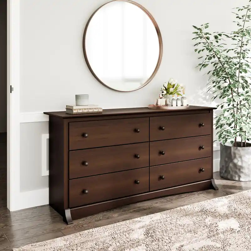 Commode Traditionnelle à 6 Tiroirs Marron Foncé/Noir – Simple