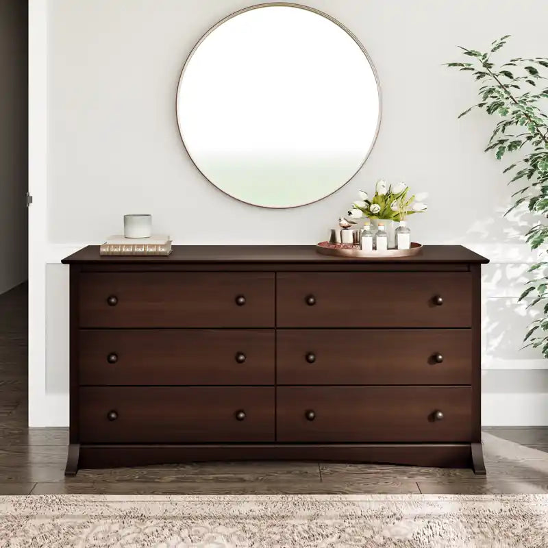 Commode Traditionnelle à 6 Tiroirs Marron Foncé/Noir – Simple