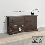 Commode Traditionnelle à 6 Tiroirs Marron Foncé/Noir – Simple