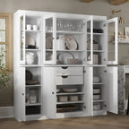 Buffet de cuisine en bois massif 100 % fabriqué en Chine avec portes en verre ou en bois massif et kit de 2 tiroirs 65 x 71,5