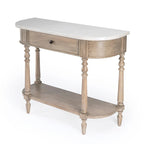 Table console avec plateau en marbre – Brun clair / Gris / Noir délavé, demi-lune, montage par une personne