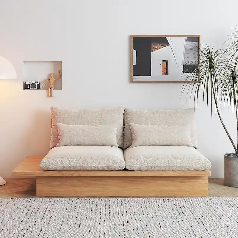 Canapé beige en coton JASIWAY avec structure en bois