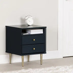 Table de chevet à 2 tiroirs avec étagère ouverte Bleu Kids – Simple
