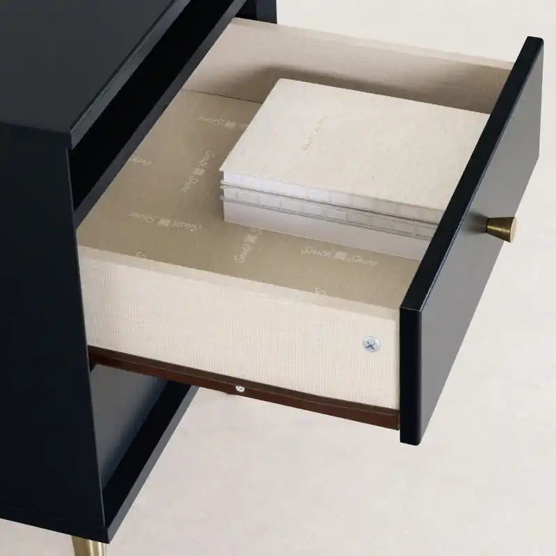 Table de chevet à 2 tiroirs avec étagère ouverte Bleu Kids – Simple