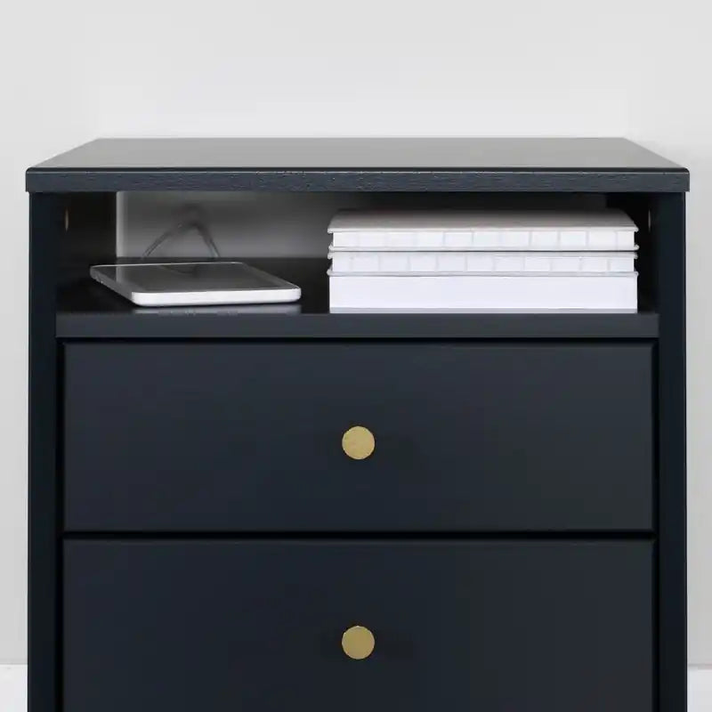 Table de chevet à 2 tiroirs avec étagère ouverte Bleu Kids – Simple