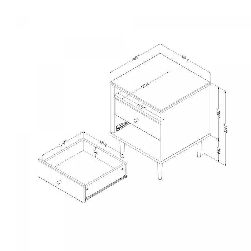 Table de chevet à 2 tiroirs avec étagère ouverte Bleu Kids – Simple