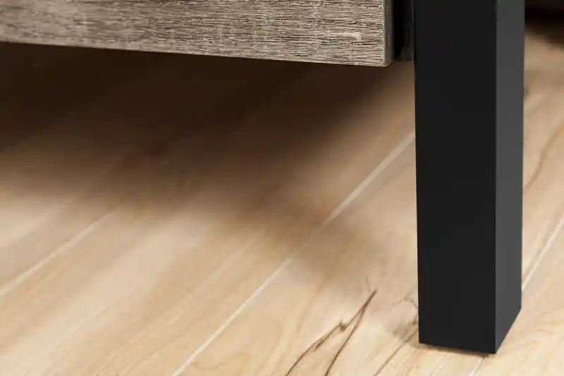 Table de chevet industrielle taupe à 2 tiroirs avec étagère ouverte – Simple
