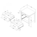 Table de chevet industrielle taupe à 2 tiroirs avec étagère ouverte – Simple