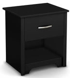Table de chevet contemporaine 1 tiroir avec étagère ouverte, blanc/noir – Simple