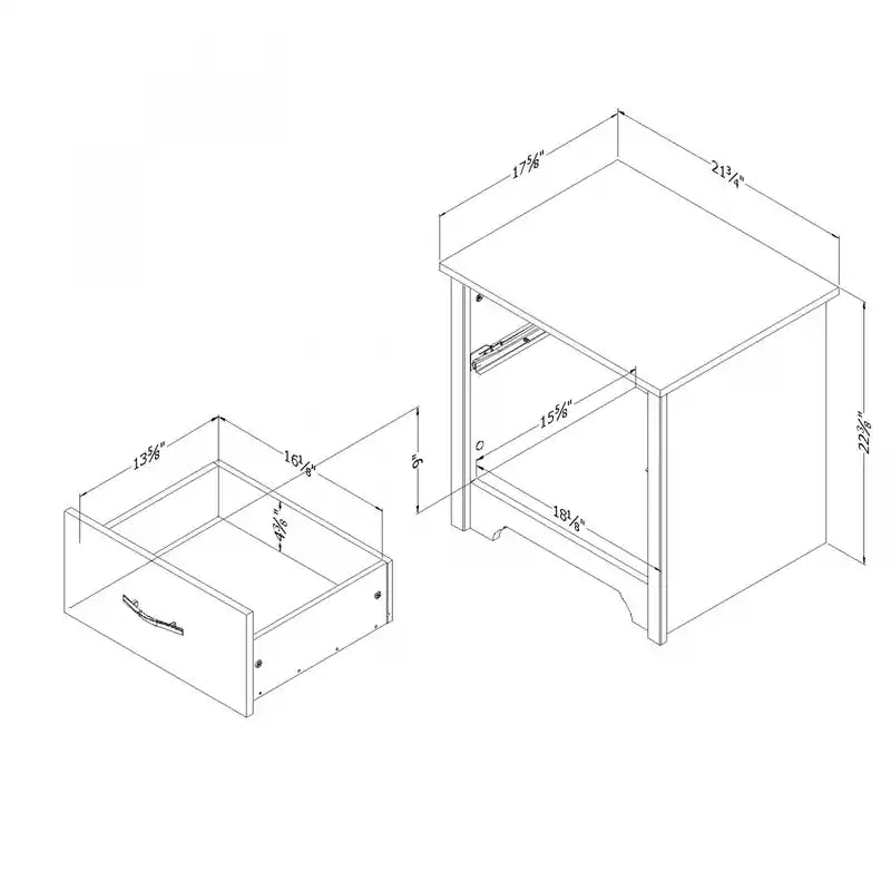Table de chevet contemporaine 1 tiroir avec étagère ouverte, blanc/noir – Simple
