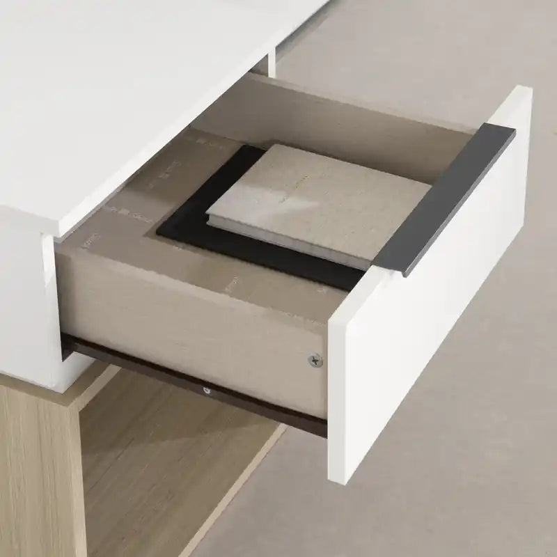Table de chevet blanche à 1 tiroir avec étagère ouverte – Simple