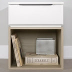 Table de chevet blanche à 1 tiroir avec étagère ouverte – Simple