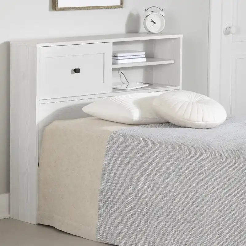 Tête de lit bibliothèque double avec rangement pour lit simple White Pine Farmhouse