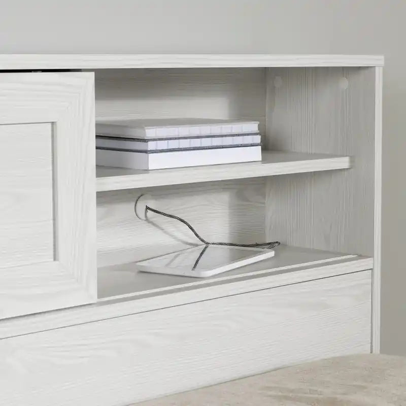 Tête de lit bibliothèque double avec rangement pour lit simple White Pine Farmhouse