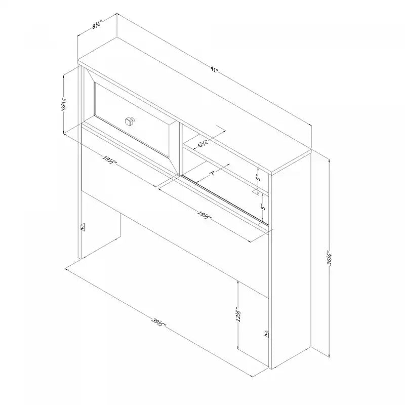 Tête de lit bibliothèque double avec rangement pour lit simple White Pine Farmhouse