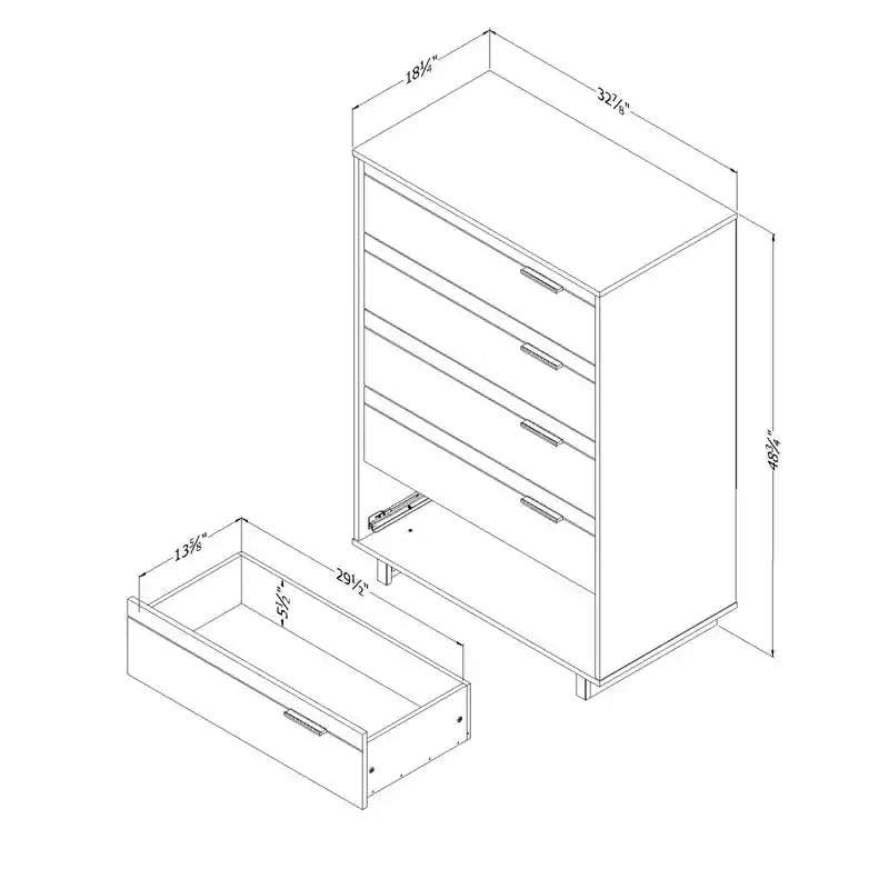 Commode de rangement grise contemporaine à 5 tiroirs – Simple