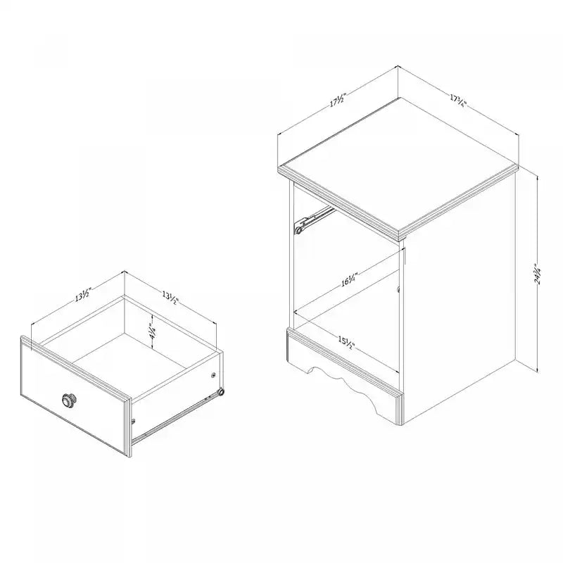 Table de chevet traditionnelle blanche pour enfant – Unique