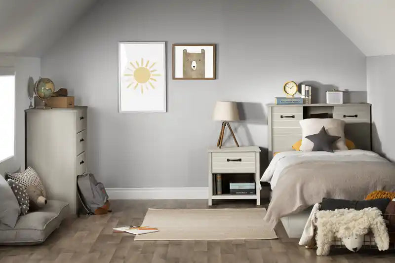 Table de chevet contemporaine blanche 1 tiroir avec étagère ouverte – Simple
