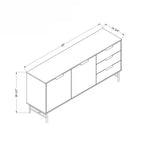 Enfilade noire Mid-Century avec 3 tiroirs et 2 portes – Simple