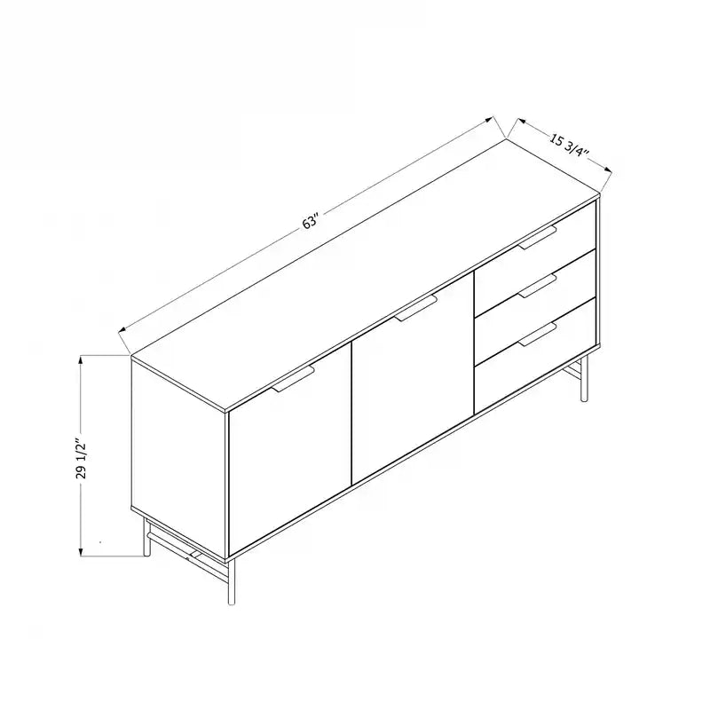 Enfilade noire Mid-Century avec 3 tiroirs et 2 portes – Simple