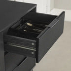 Enfilade noire Mid-Century avec 3 tiroirs et 2 portes – Simple