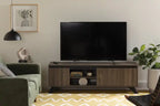 Meuble TV scandinave 3 portes en bois foncé de 150 cm – Pièce unique