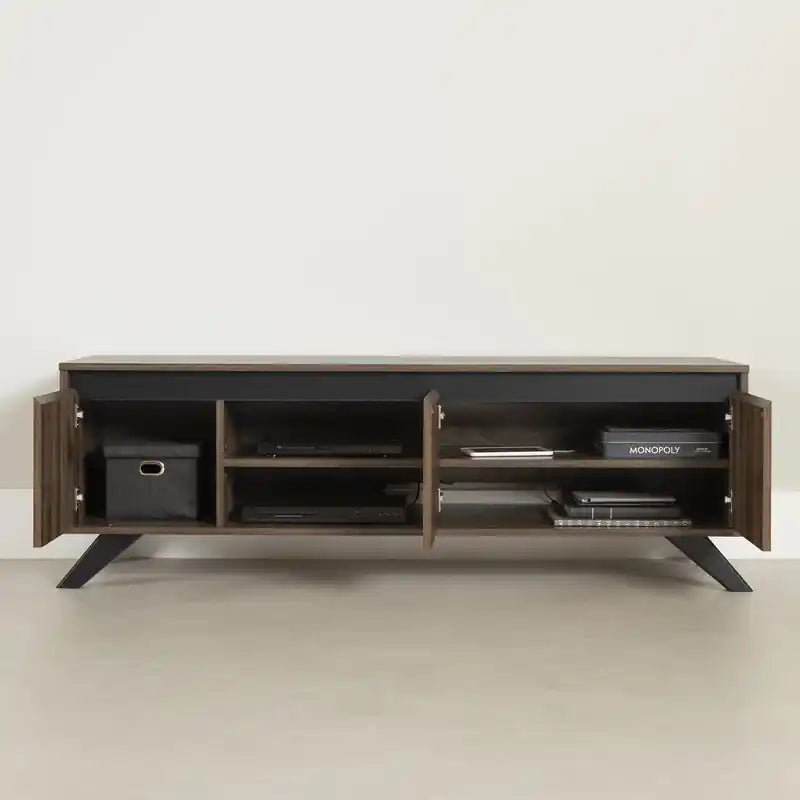 Meuble TV scandinave 3 portes en bois foncé de 150 cm – Pièce unique