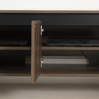 Meuble TV scandinave 3 portes en bois foncé de 150 cm – Pièce unique