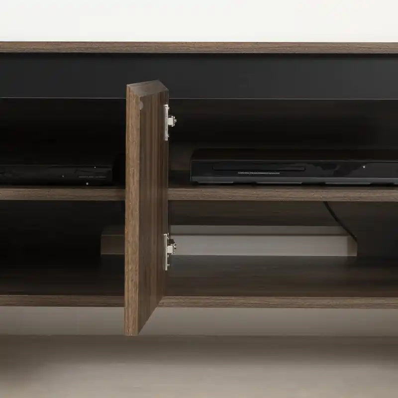 Meuble TV scandinave 3 portes en bois foncé de 150 cm – Pièce unique
