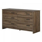 Commode double urbaine 6 tiroirs gris/brun foncé – Double