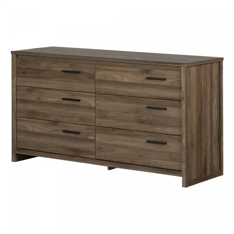 Commode double urbaine 6 tiroirs gris/brun foncé – Double