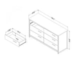 Commode double urbaine 6 tiroirs gris/brun foncé – Double