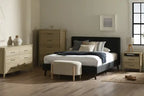 Commode haute contemporaine à 5 tiroirs, frêne naturel – Simple